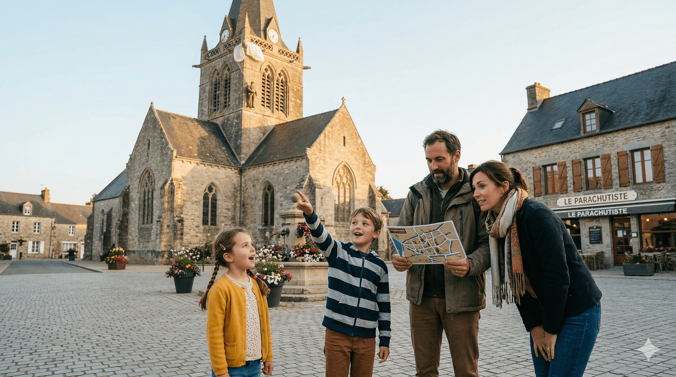 Escape game Accroché au Clocher - Sainte-Mère-Église · Place de l'Église & rues du village