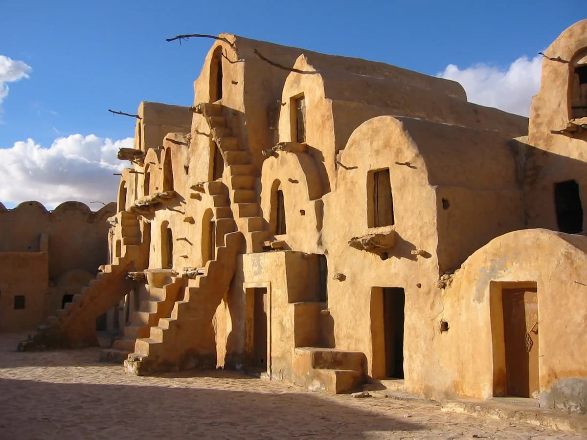 Accès à certaines ghorfas restaurées de Ksar Ouled Soltane